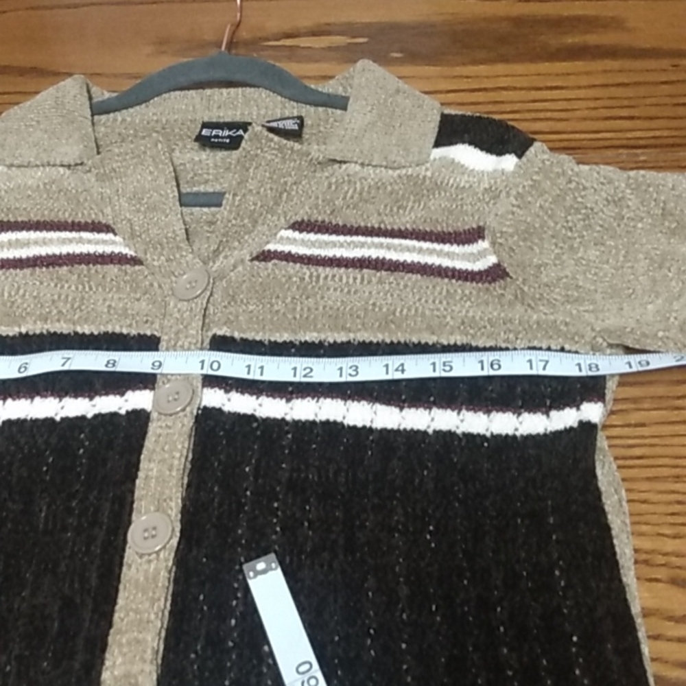 ERICA petite cardigan sweater tan and brown size PS - Picture 4 of 6